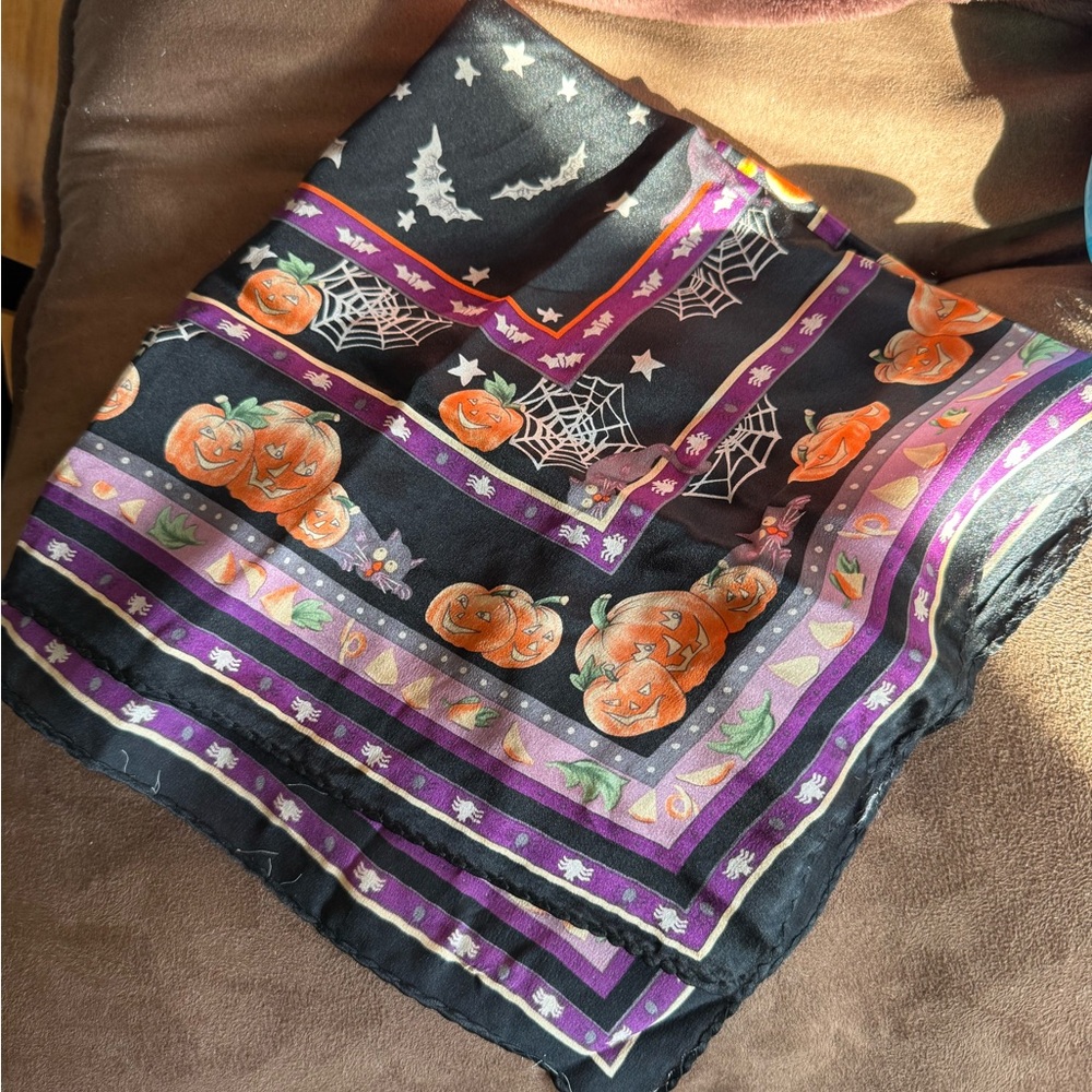 100% Silk Halloween Pumpkin Scarf